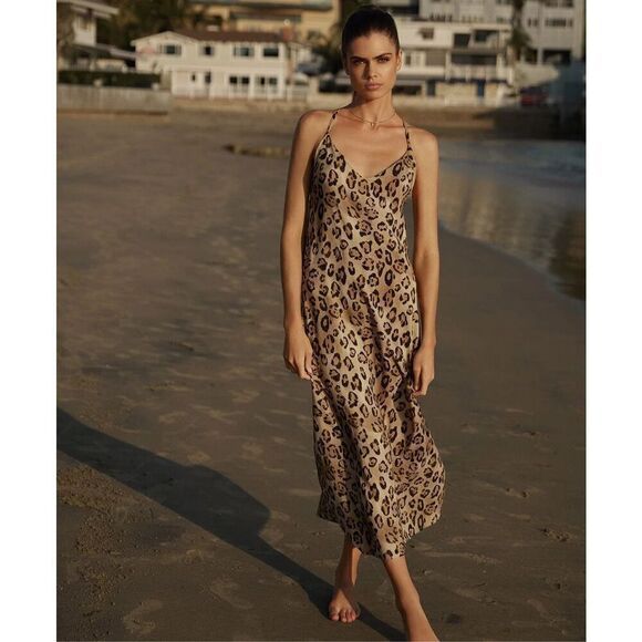 New. PQ leopard midi dress/coverup. M/L. Retails 154 - Picture 2 of 10